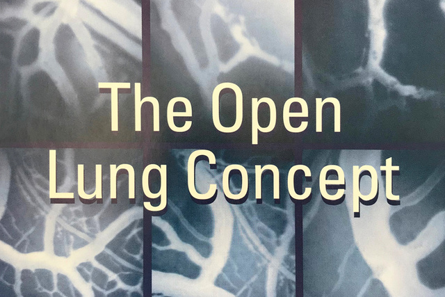 Marketing advertisement for the Open Lung Tool showing X-ray of lungs overlaid with the words The Open Lung Concept